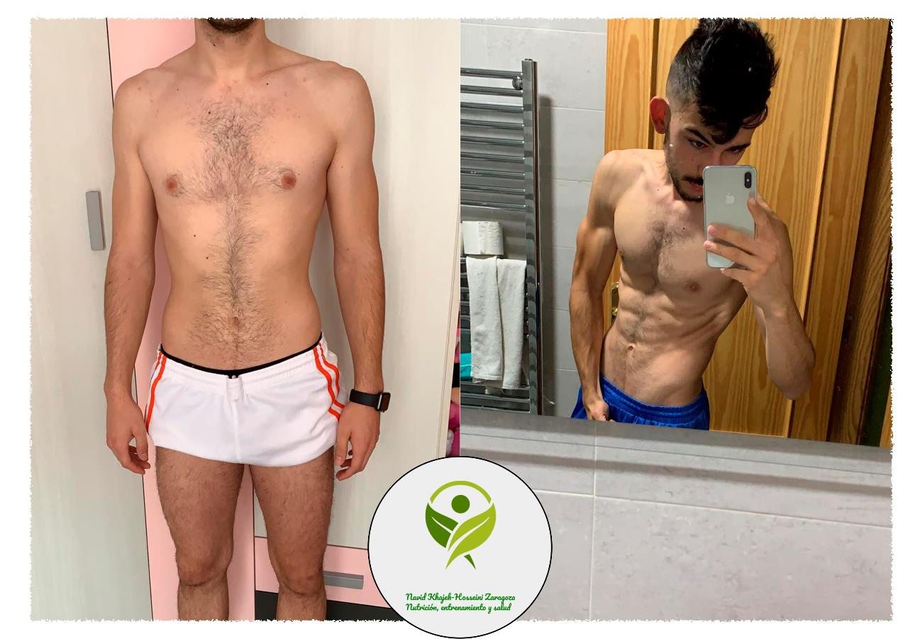 Antes y después de recomposición corporal